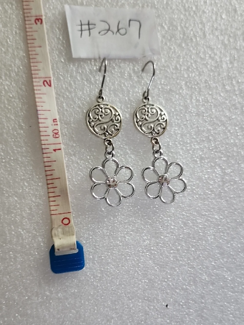 Hand Crafted Silver Floral Filigree Drop Earrings